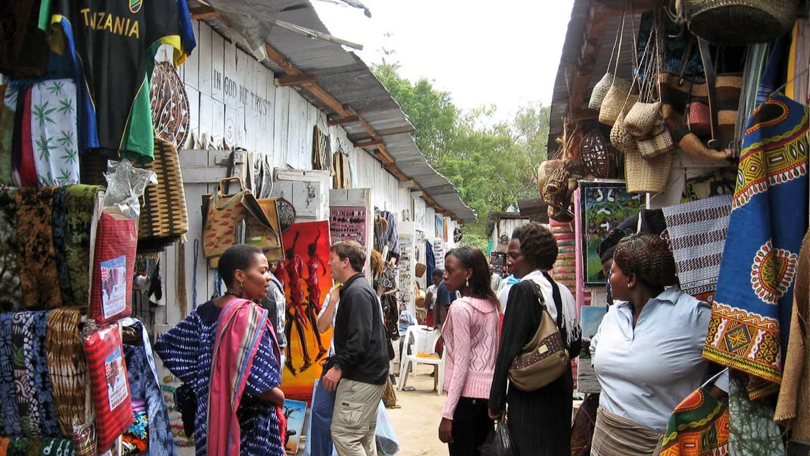 The Maasai craft market stalls in Arusha