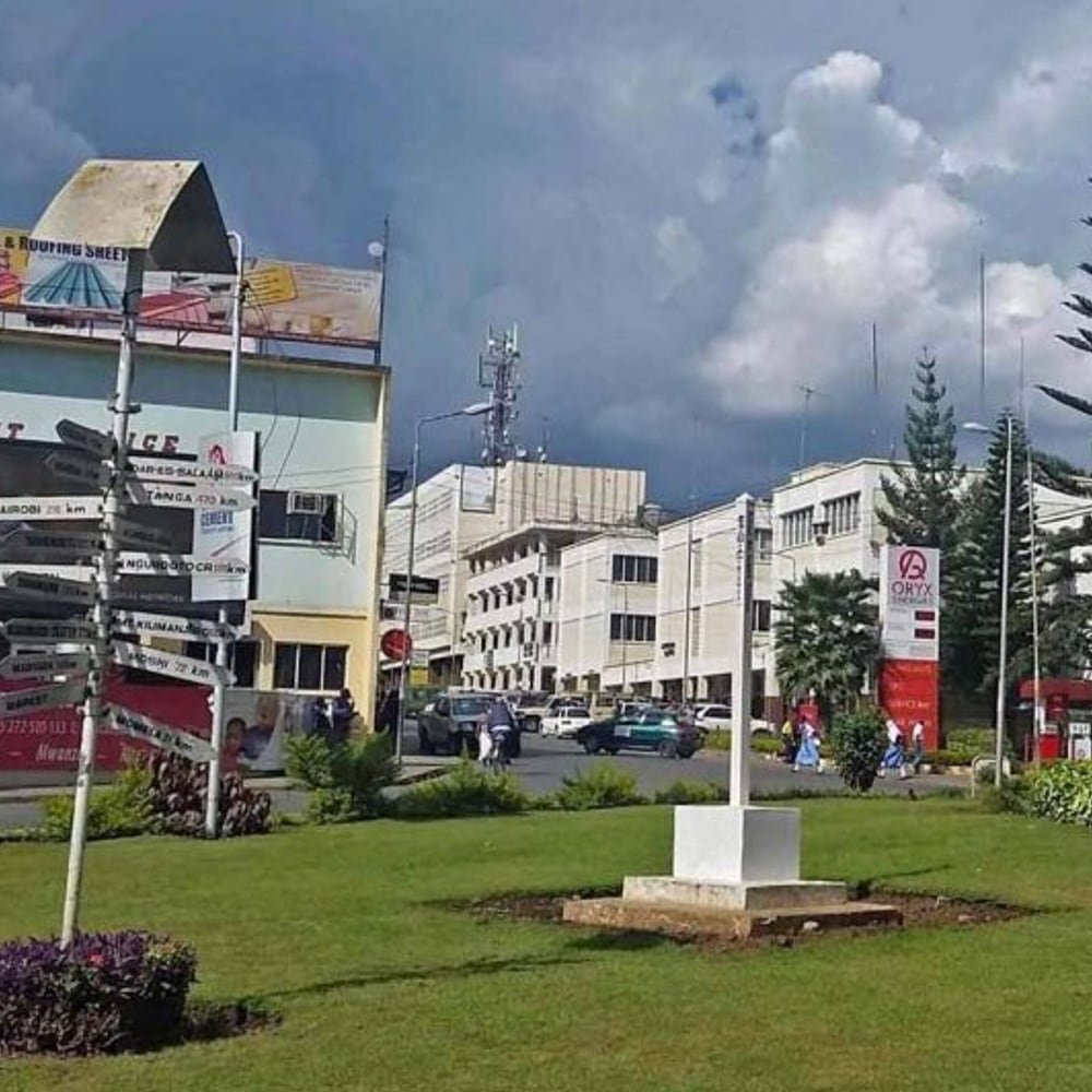 The clock tower at the centre of Arusha town