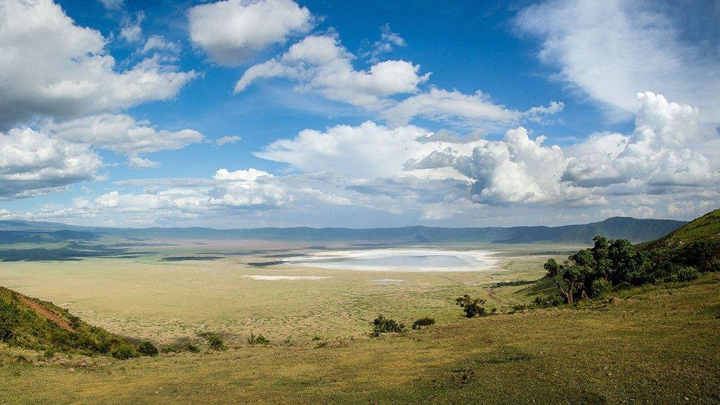 The Ngorongoro crater rim, two thousand feet above the floor