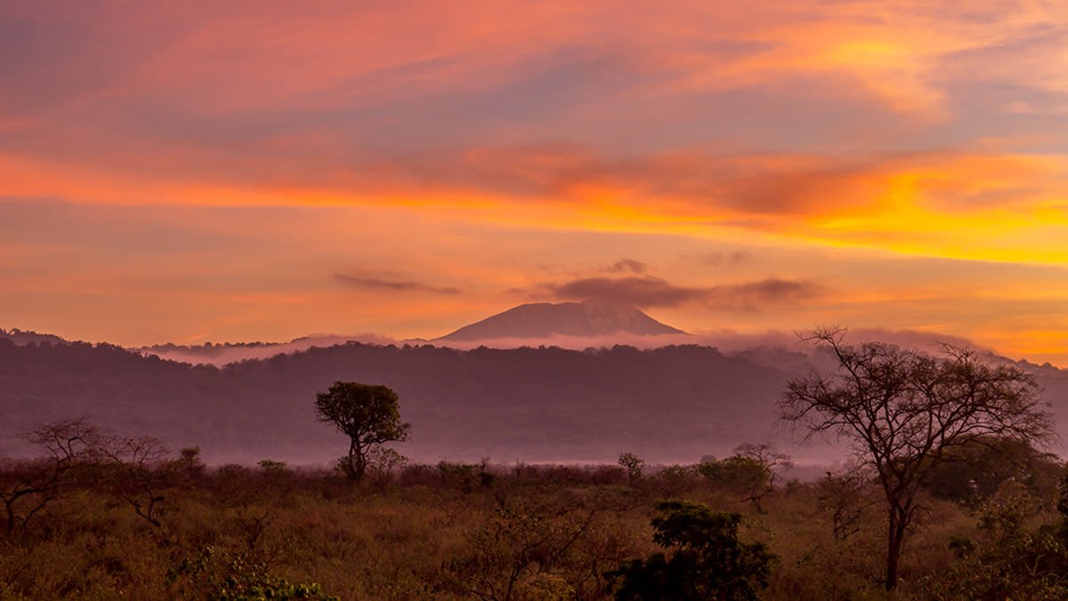 Mount Meru rising above the plains at Arusha