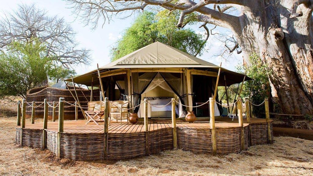 A tented suite beneath a giant baobab at Swala Camp, Tarangire